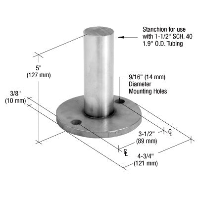 CRL P6 and P7 316 Stainless Steel Series Post Surface Mount Stanchion