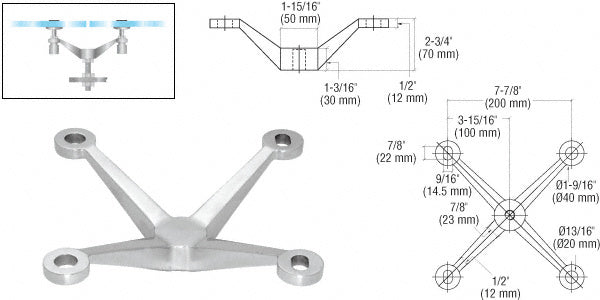 CRL 4-Way Arm Heavy Duty Post Mount Spider Fitting