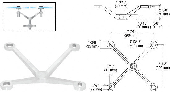 Regular Duty Spider Fitting 4-Way Arm Column Mount