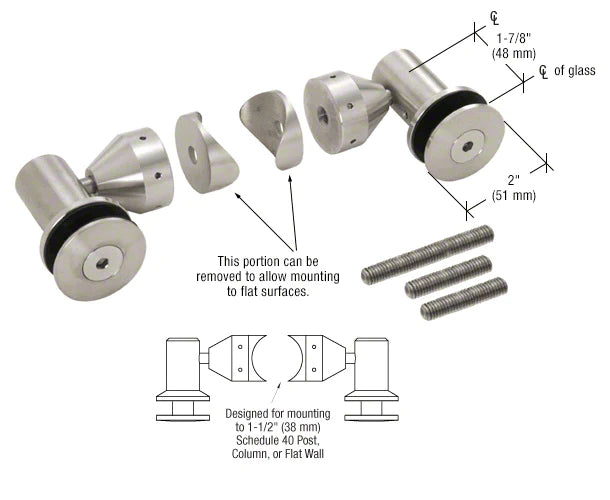 Double Arm Fixed Fitting Set for 1/2" Glass