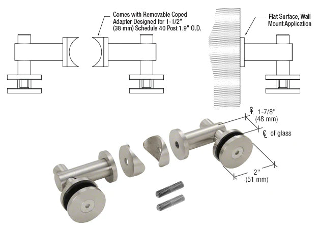 Double Arm Fixed Fitting Set for 1/2" Glass