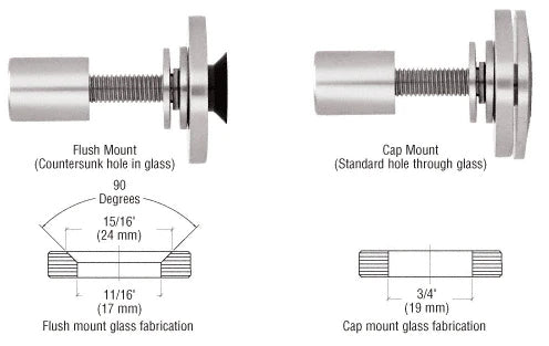 Rigid Combination Fastener for 3/8" to 1/2" Tempered Glass