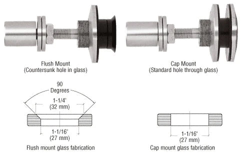 Swivel Combination Fastener for 3/8" to 1/2" Tempered Glass