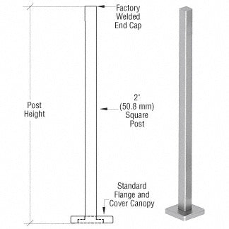 CRL Brushed Stainless 36" Square Blank Post Railing Kit