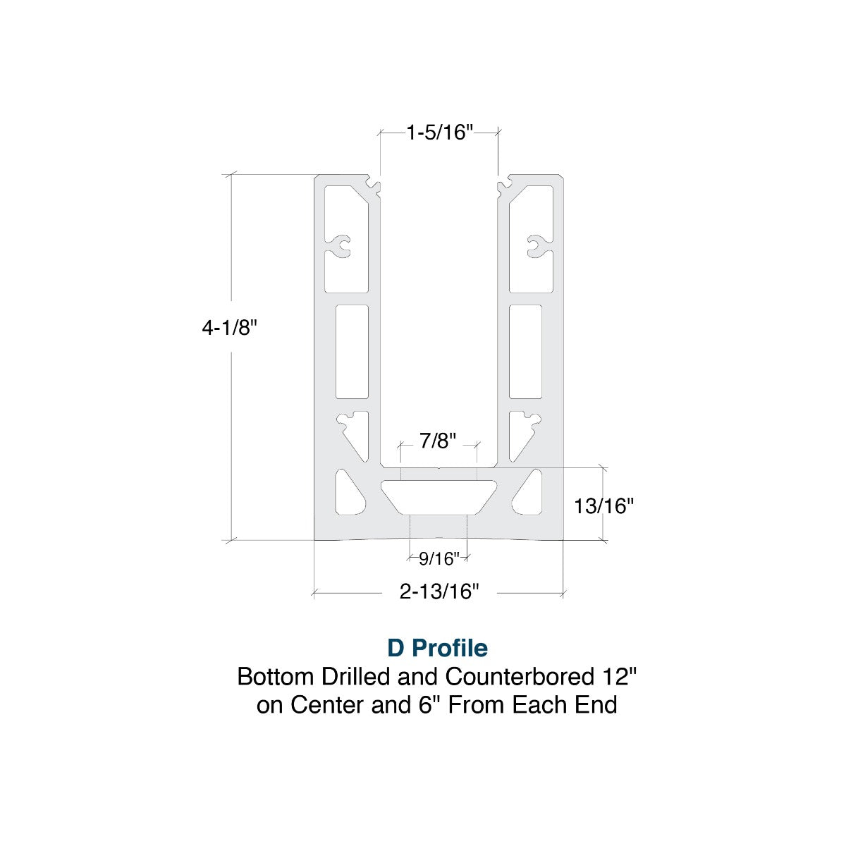 Base Shoe For 1/2" - 9/16" Monolithic Glass