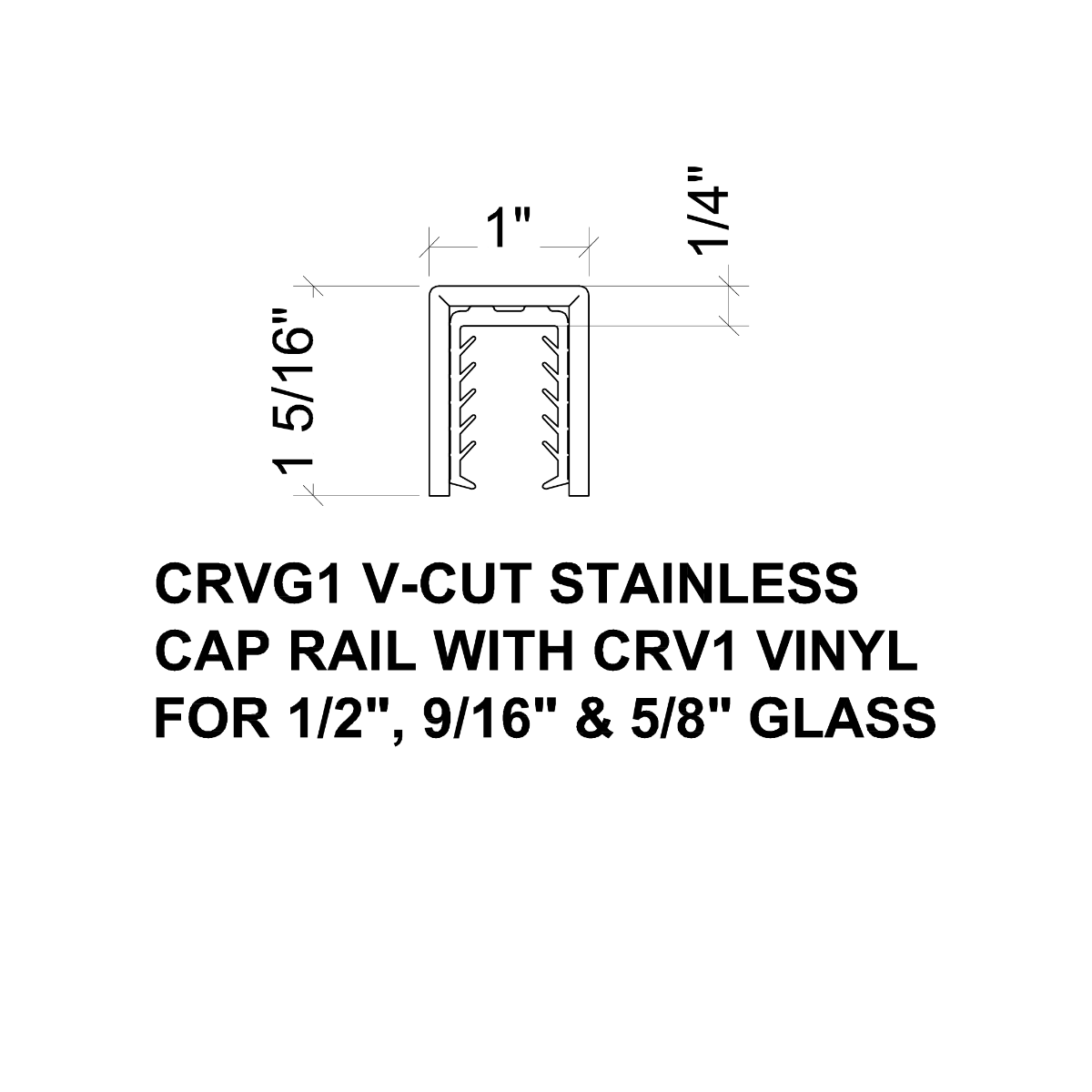 V-Cut Cap Rail 11 Gauge 1-5/16" x 1 x 1-5/16" Profile 12' Stock Lengths