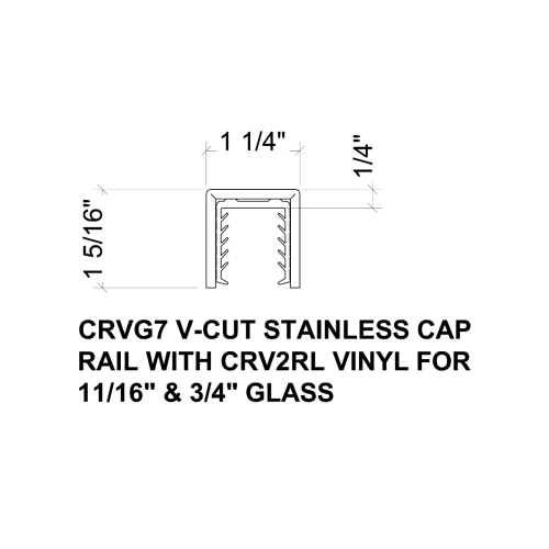 Steel V-Grooved Cap Rail 11 Gauge 1-5/16" x 1-1/4" x 1-5/16" 12' Stock Lengths