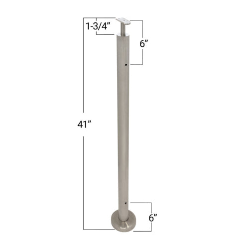 F1 Series Guardrail Post 1.9" Diameter Round - End Post