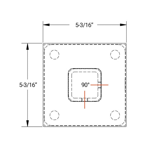 F2 Series Guardrail Post 2" Square Profile 90 Degree - Corner Post