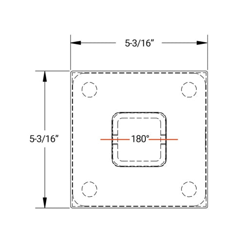 F2 Series Guardrail Post 2" Square Profile - Center Post