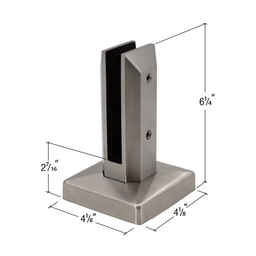 Frameless Fence Clamps Square Surface Mount for 3/8" - 9/16" Glass