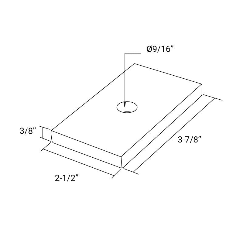 Fascia Mount Drain Block 2-1/2" X 3-7/8", 10/PK - Clear Anodized