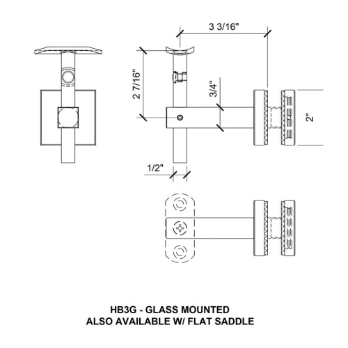 Valley Series Bracket For Glass, Post Or Wall Mounted Handrails