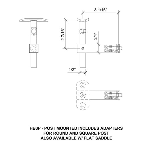 Valley Series Bracket For Glass, Post Or Wall Mounted Handrails