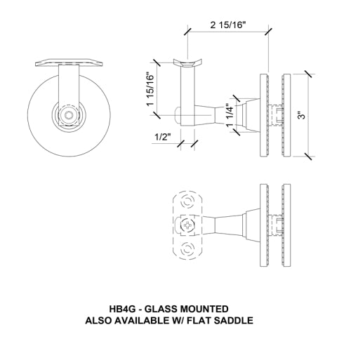 Highland Series Bracket For Glass, Post Or Wall Mounted Handrails