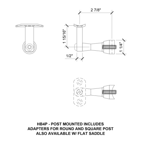 Highland Series Bracket For Glass, Post Or Wall Mounted Handrails