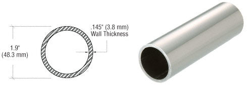 CRL Mill Aluminum 1-1/2" Schedule 40 Pipe Rail Tubing - 240"