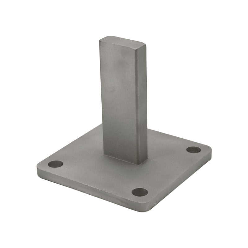 Post Stanchion with 5" Square Base For 1" x 2" Rectangular Rail - Mill Stainless Steel