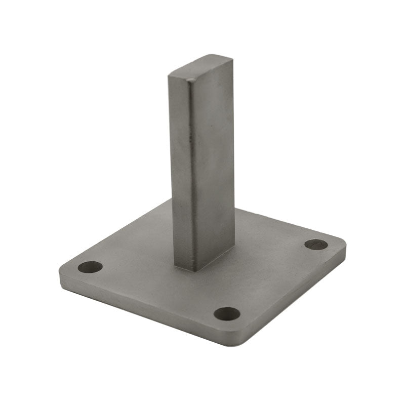 Post Stanchion with 5" Square Base For 1" x 2" Rectangular Rail - Mill Stainless Steel