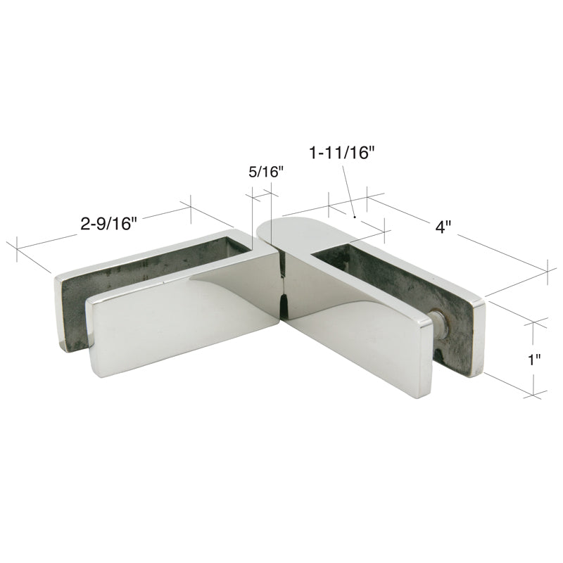 Stabilizing Glass Clamp Adjustable Glass-To-Glass 3/4"-13/16" Glass