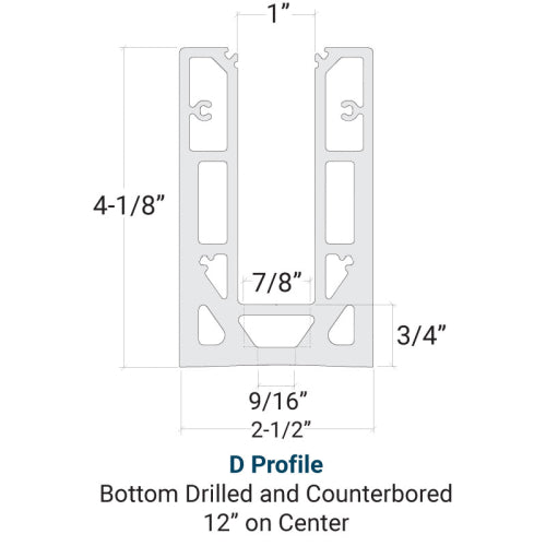 Traditional Series Base Shoe For 1/2" Glass