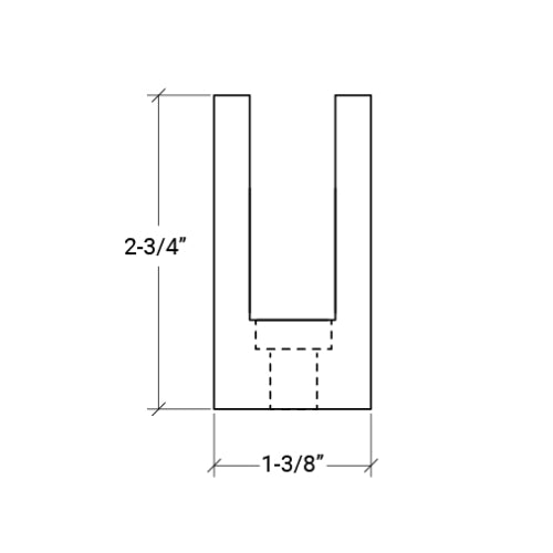 120" Small Profile Base Shoe For 3/8" Or 1/2" Glass - W/Drilled Holes